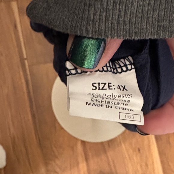 Amazon size 4X Navy Short-Sleeve Top with Lace Shoulder Detail - Picture 2 of 4